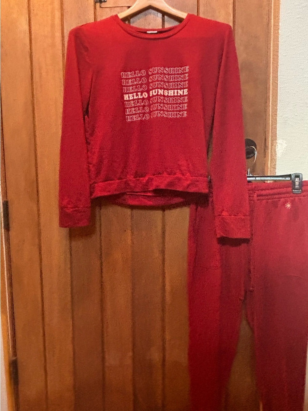 Red 'Hello Sunshine' Pajama Set